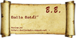 Balla Bató névjegykártya